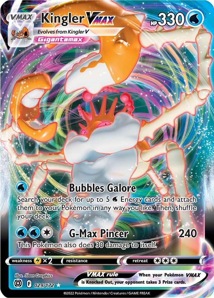 029, Holofoil, Lightning [x2], Sword & Shield: Brilliant Stars, Ultra Rare, Water Kingler VMAX (029/172) [Sword & Shield: Brilliant Stars] - Trading Card World