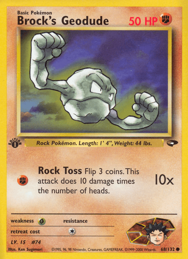 1st Edition Normal, 68, Common, Fighting, Grass[×2], Gym Challenge 1st Edition Brock's Geodude (68/132) [Gym Challenge 1st Edition] - Trading Card World