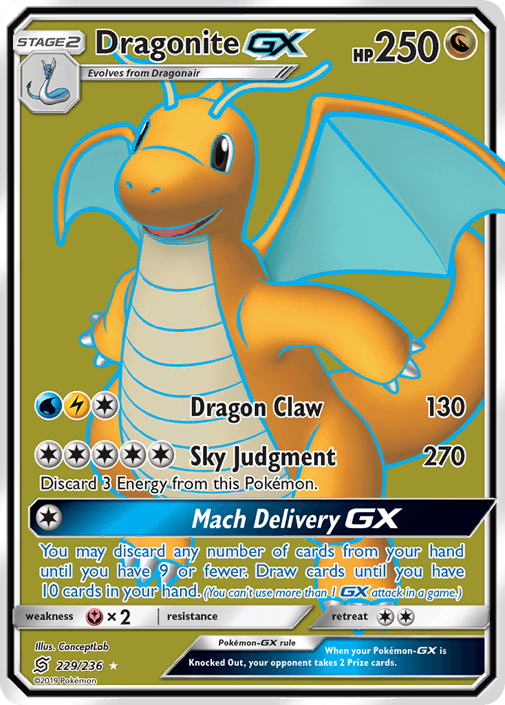 229, Dragon, Fairy[×2], Holofoil, Sun & Moon: Unified Minds, Ultra Rare Dragonite GX (229/236) [Sun & Moon: Unified Minds] - Trading Card World