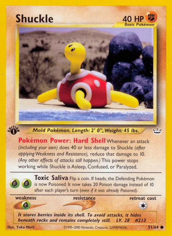 1st Edition Normal, 51, Common, Fighting, Grass[×2], Neo Revelation 1st Edition Shuckle (51/64) [Neo Revelation 1st Edition] - Trading Card World