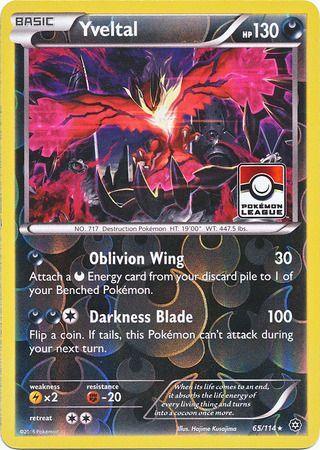 65, Darkness, Fighting[-20], Lightning[×2], Promo, Reverse Holofoil, XY: Steam Siege Yveltal (65/114) (Steam Siege League Promo) [XY: Steam Siege] - Trading Card World