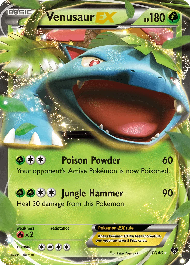 Fire[×2], Grass, Holofoil, Ultra Rare, XY: Base Set Venusaur EX (1/146) [XY: Base Set] - Trading Card World
