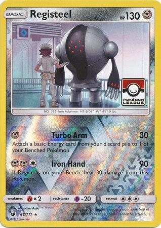 68, Fire[×2], Metal, Promo, Psychic[-20], Reverse Holofoil, Sun & Moon: Crimson Invasion Registeel (68/111) (League Promo) [Sun & Moon: Crimson Invasion] - Trading Card World
