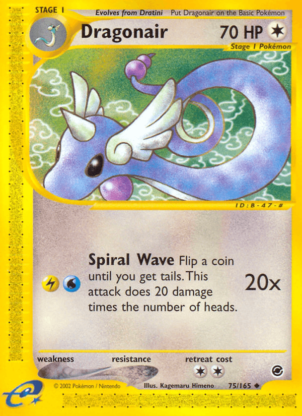 75, Colorless, Expedition: Base Set, Normal, Reverse Holofoil, Uncommon Dragonair (75/165) [Expedition: Base Set] - Trading Card World