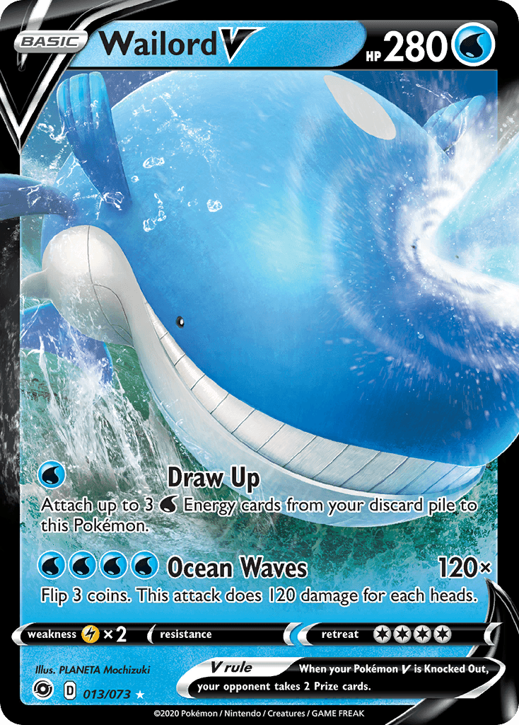 013, Holofoil, Lightning[×2], Sword & Shield: Champion's Path, Ultra Rare, Water Wailord V (013/073) [Sword & Shield: Champion's Path] - Trading Card World