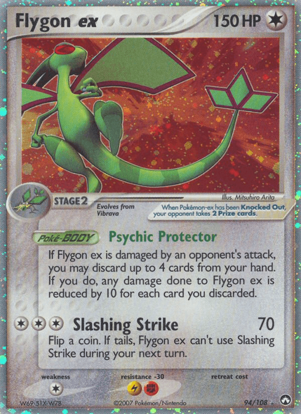 94, Colorless, Colorless[×2], EX: Power Keepers, Fighting[-30], Holofoil, Lightning[-30], Ultra Rare Flygon ex (94/108) [EX: Power Keepers] - Trading Card World