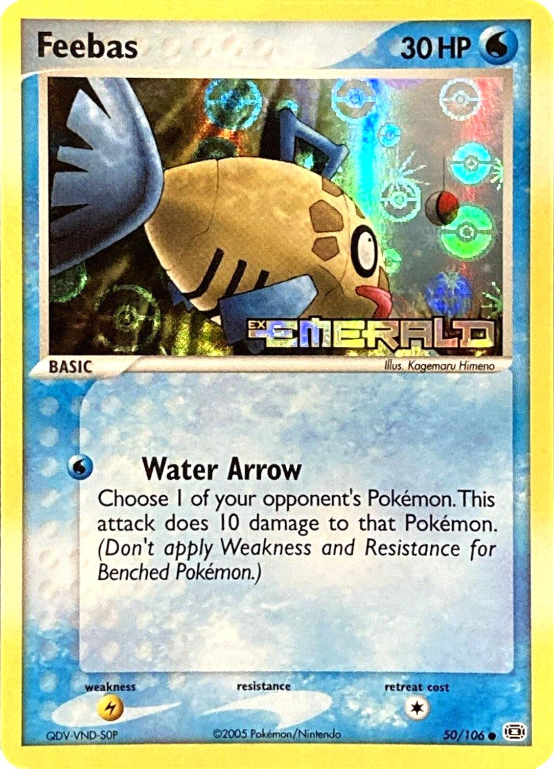 50, Common, EX: Emerald, Lightning[×2], Reverse Holofoil, Water Feebas (50/106) (Stamped) [EX: Emerald] - Trading Card World
