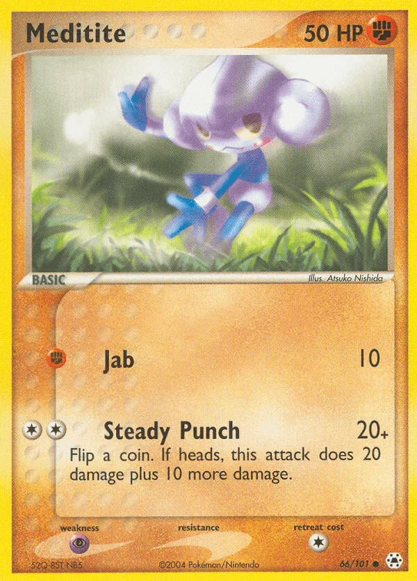 66, Common, EX: Hidden Legends, Fighting, Normal, Psychic[×2], Reverse Holofoil Meditite (66/101) [EX: Hidden Legends] - Trading Card World