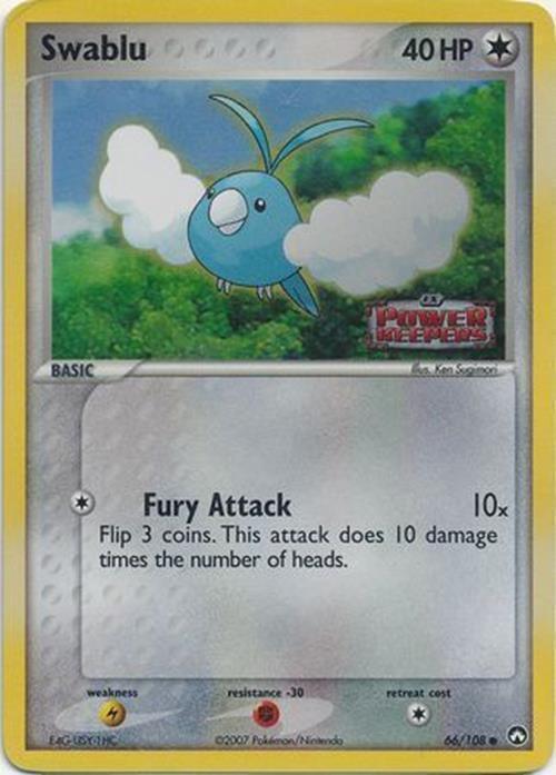 66, Colorless, Common, EX: Power Keepers, Fighting[-30], Lightning[×2], Reverse Holofoil Swablu (66/108) (Stamped) [EX: Power Keepers] - Trading Card World