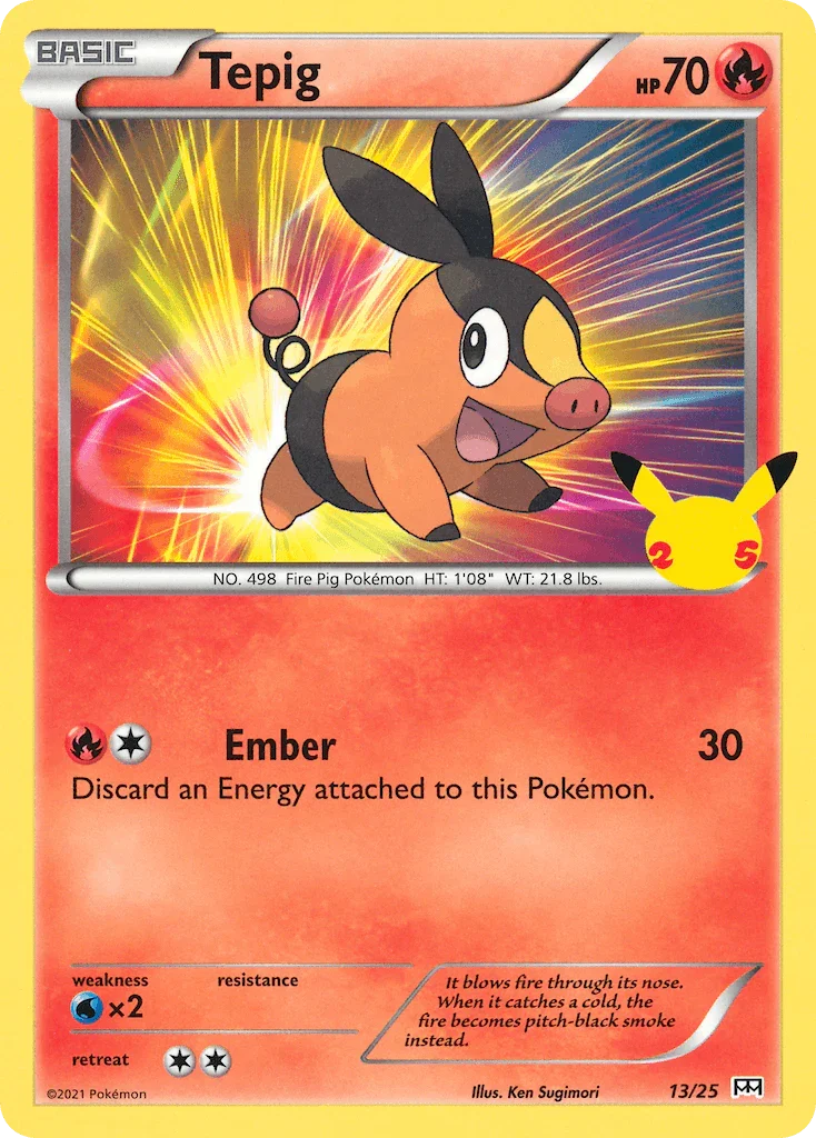13, Fire, Holofoil, McDonald's 25th Anniversary, Normal, Promo, Water[×2] Tepig (13/25) [McDonald's 25th Anniversary] - Trading Card World