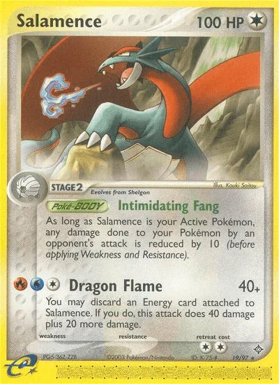 19, Colorless, EX: Dragon, Normal, Rare, Reverse Holofoil Salamence (19/97) [EX: Dragon] - Trading Card World