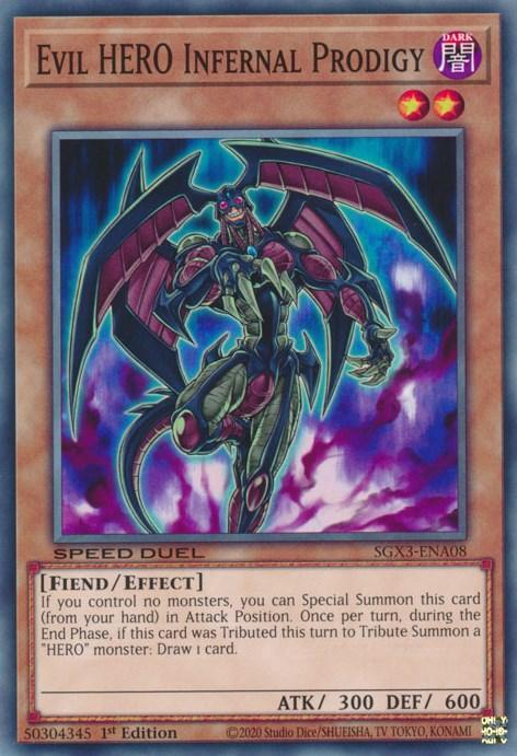 1st Edition, Common, Dark, Effect Monster, Fiend, Speed Duel GX: Duelists of Shadows Evil HERO Infernal Prodigy [SGX3-ENA08] Common - Trading Card World