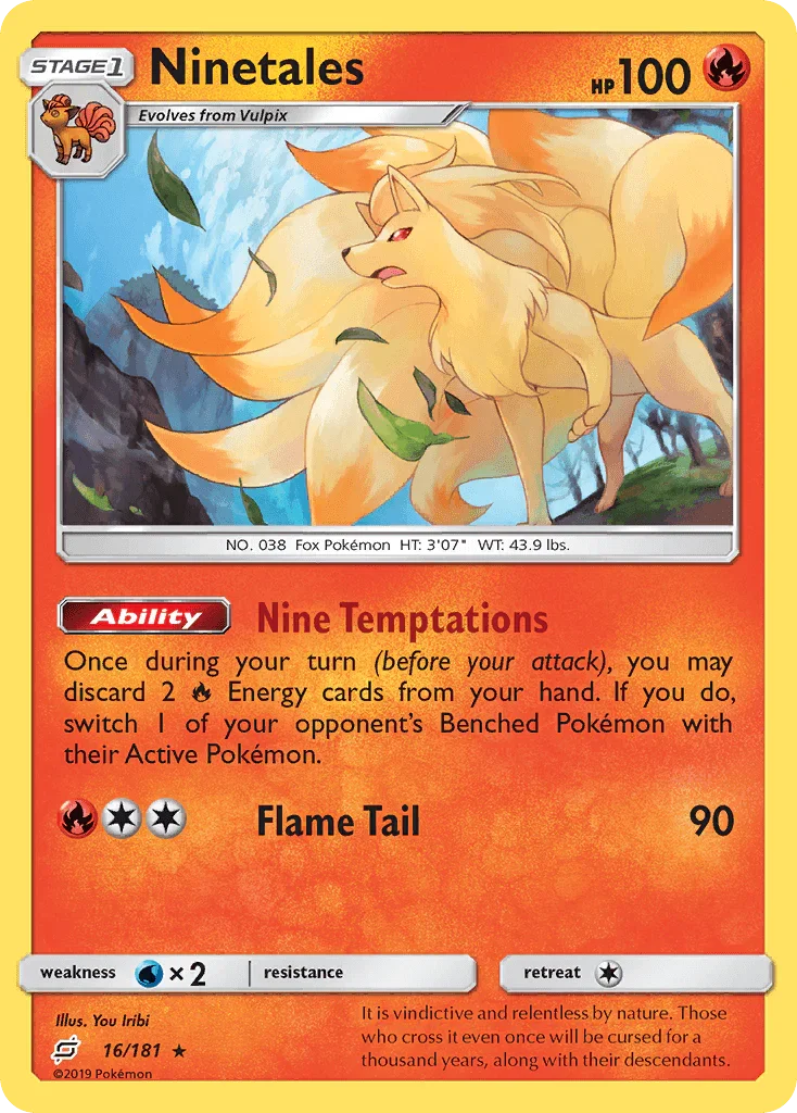 16, Fire, Normal, Rare, Reverse Holofoil, Sun & Moon: Team Up, Water[×2] Ninetales (16/181) [Sun & Moon: Team Up] - Trading Card World