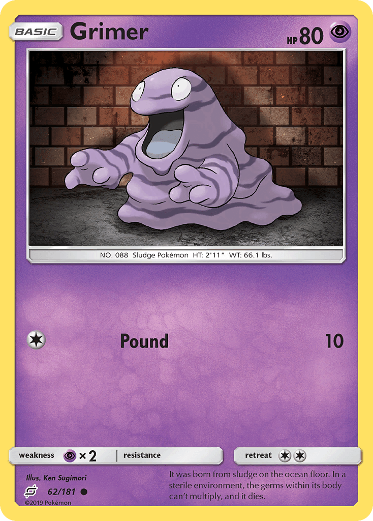 62, Common, Normal, Psychic, Psychic[×2], Reverse Holofoil, Sun & Moon: Team Up Grimer (62/181) [Sun & Moon: Team Up] - Trading Card World