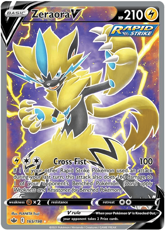 165, Fighting [x2], Holofoil, Lightning, Sword & Shield: Chilling Reign, Ultra Rare Zeraora V (165/198) [Sword & Shield: Chilling Reign] - Trading Card World