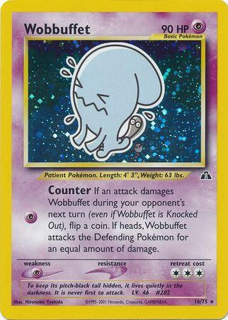 16, Holo Rare, Holofoil, Neo Discovery Unlimited, Psychic, Psychic[×2] Wobbuffet (16/75) [Neo Discovery Unlimited] - Trading Card World