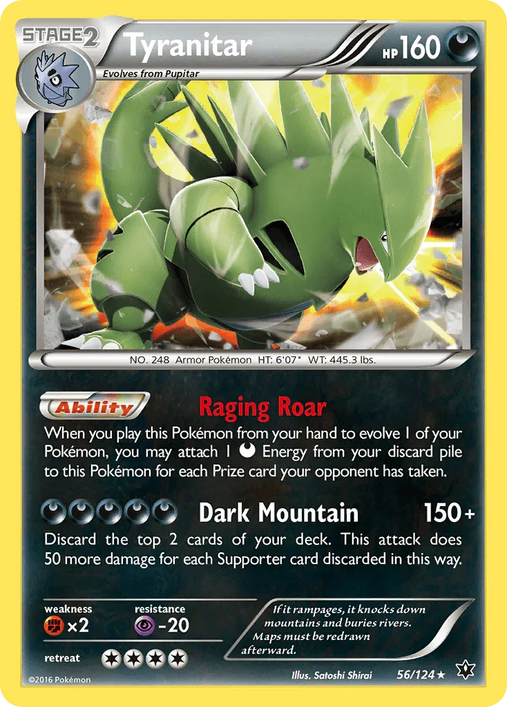 56, Darkness, Fighting[×2], Holo Rare, Holofoil, Psychic[-20], Reverse Holofoil, XY: Fates Collide Tyranitar (56/124) [XY: Fates Collide] - Trading Card World