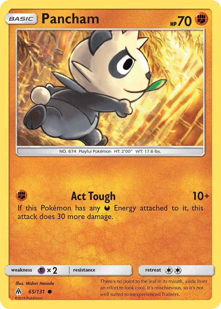 65, Common, Fighting, Normal, Psychic[×2], Reverse Holofoil, Sun & Moon: Forbidden Light Pancham (65/131) [Sun & Moon: Forbidden Light] - Trading Card World