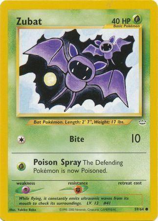 59, Common, Fighting[-30], Grass, Neo Revelation Unlimited, Normal, Psychic[×2] Zubat (59/64) [Neo Revelation Unlimited] - Trading Card World