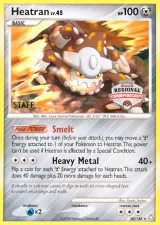30, Diamond & Pearl: Legends Awakened, Metal, Normal, Promo, Water[×2] Heatran (30/146) (Regional Championships Staff) [Diamond & Pearl: Legends Awakened] - Trading Card World
