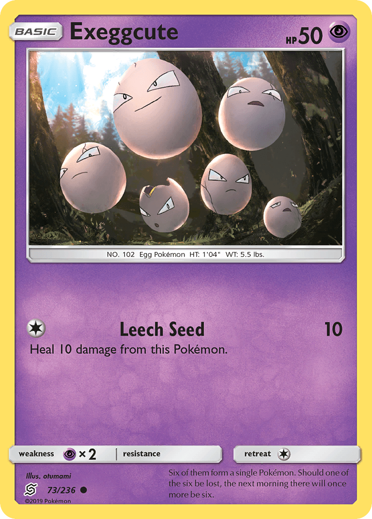 73, Common, Normal, Psychic, Psychic[×2], Reverse Holofoil, Sun & Moon: Unified Minds Exeggcute (73/236) [Sun & Moon: Unified Minds] - Trading Card World
