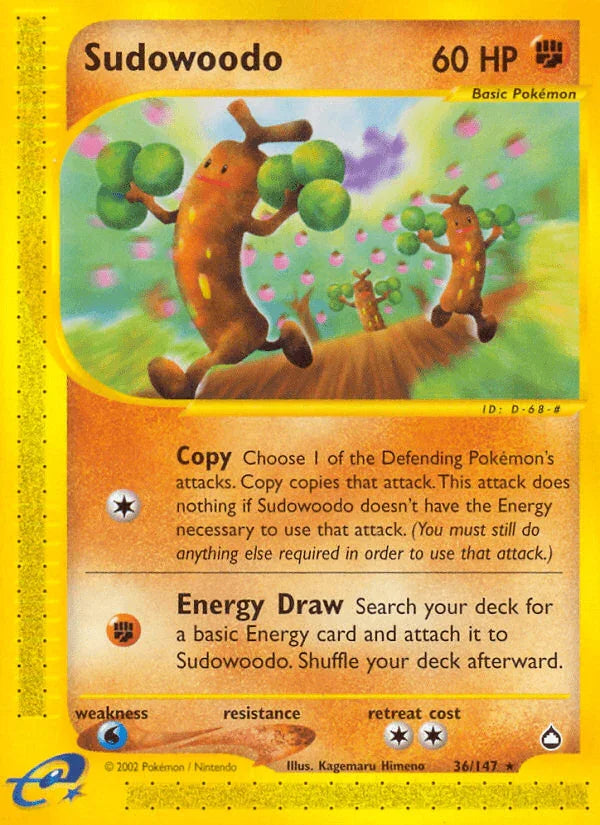 36, Aquapolis, Fighting, Normal, Rare, Reverse Holofoil, Water[×2] Sudowoodo (36/147) [Aquapolis] - Trading Card World