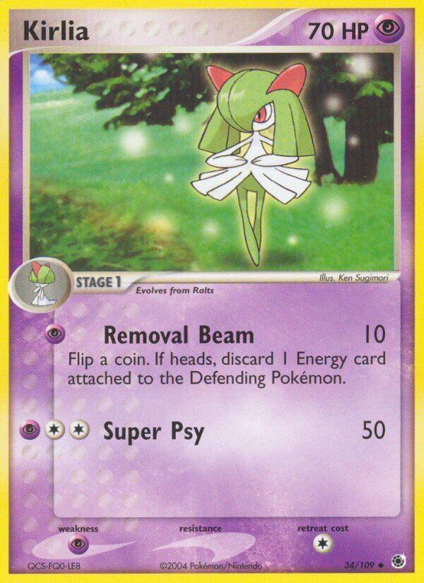 34, EX: Battle Stadium, Normal, Psychic, Psychic[×2], Uncommon Kirlia (34/109) [EX: Battle Stadium] - Trading Card World