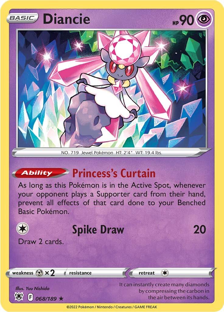 068, Holo Rare, Holofoil, Metal [x2], Psychic, Reverse Holofoil, Sword & Shield: Astral Radiance Diancie (068/189) [Sword & Shield: Astral Radiance] - Trading Card World