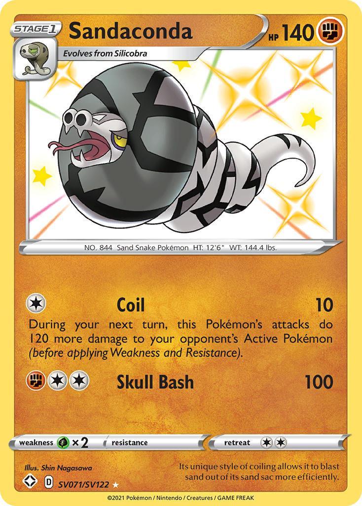 Fighting, Grass[×2], Holofoil, SV071, Sword & Shield: Shining Fates, Ultra Rare Sandaconda (SV071/SV122) [Sword & Shield: Shining Fates] - Trading Card World
