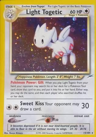 15, Colorless, Fighting[-30], Holo Rare, Holofoil, Neo Destiny Unlimited Light Togetic (15/105) [Neo Destiny Unlimited] - Trading Card World