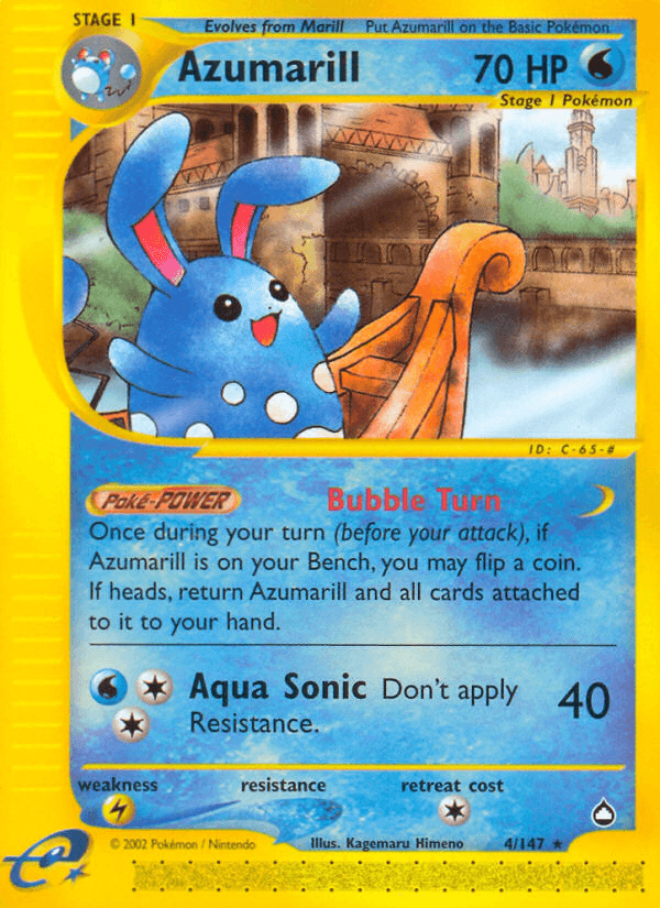 Aquapolis, Lightning[×2], Normal, Rare, Reverse Holofoil, Water Azumarill (4/147) [Aquapolis] - Trading Card World