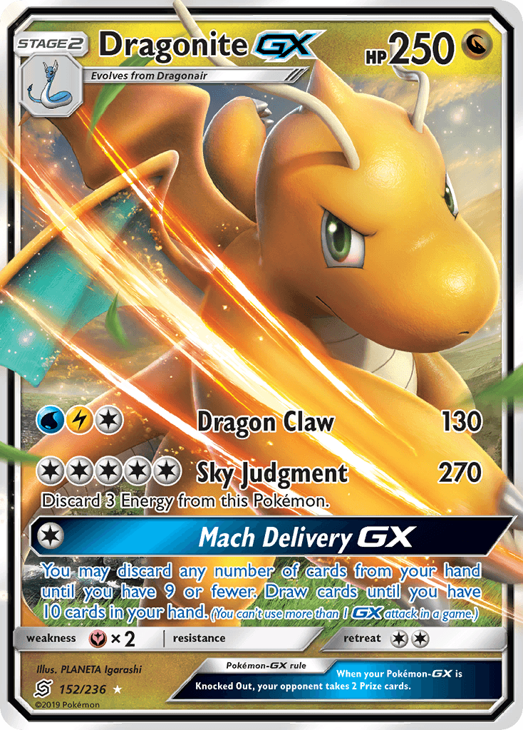 152, Dragon, Fairy[×2], Holofoil, Sun & Moon: Unified Minds, Ultra Rare Dragonite GX (152/236) [Sun & Moon: Unified Minds] - Trading Card World