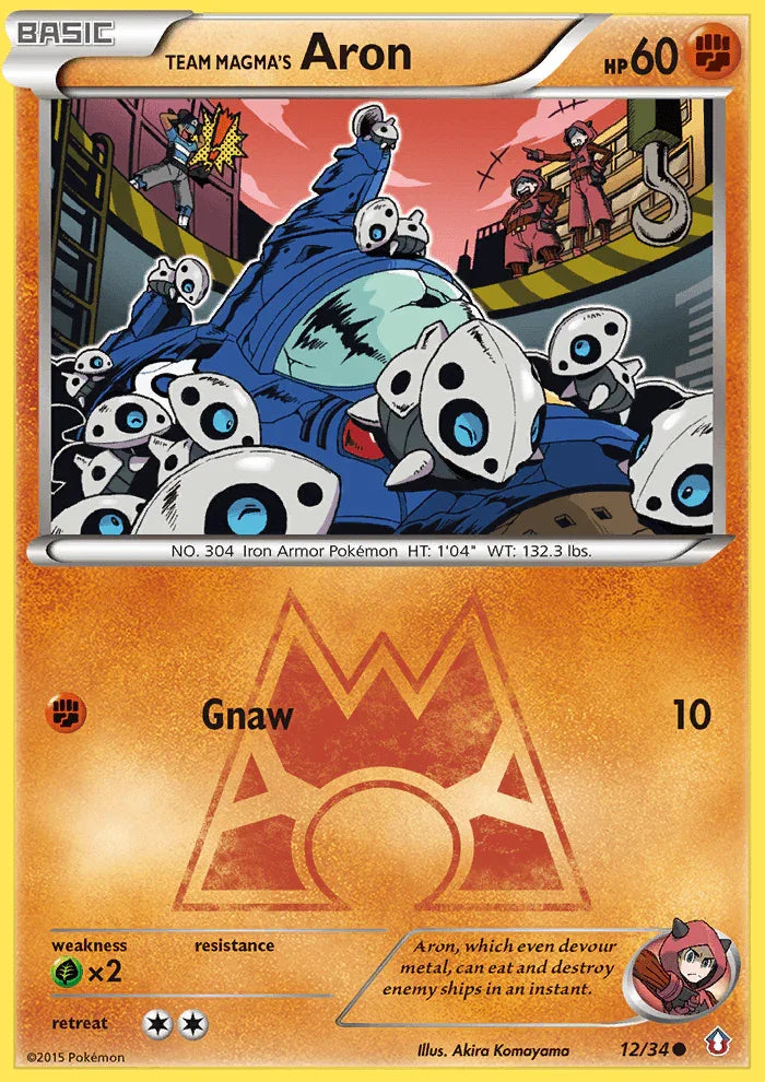 12, Common, Fighting, Grass[×2], Normal, Reverse Holofoil, XY: Double Crisis Team Magma's Aron (12/34) [XY: Double Crisis] - Trading Card World