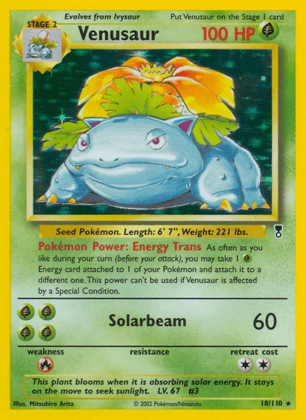 18, Fire[×2], Grass, Holo Rare, Holofoil, Legendary Collection, Reverse Holofoil Venusaur (18/110) [Legendary Collection] - Trading Card World