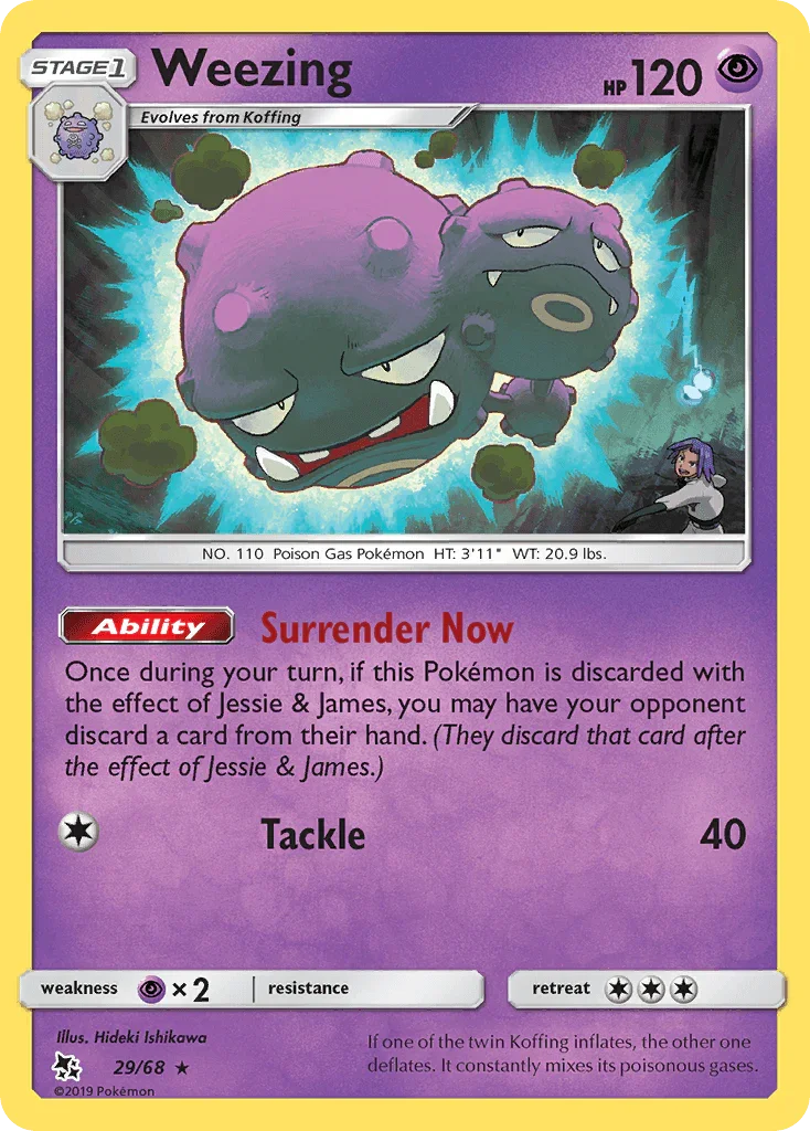 29, Normal, Psychic, Psychic[×2], Rare, Reverse Holofoil, Sun & Moon: Hidden Fates Weezing (29/68) [Sun & Moon: Hidden Fates] - Trading Card World