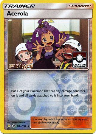112a, Promo, Reverse Holofoil, Sun & Moon: Burning Shadows, Supporter Acerola (112a/147) (League Promo 1st Place) [Sun & Moon: Burning Shadows] - Trading Card World