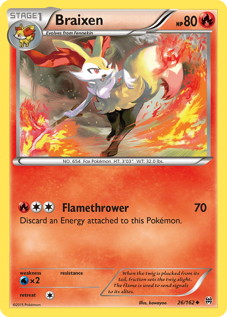 26, Fire, Normal, Reverse Holofoil, Uncommon, Water[×2], XY: BREAKthrough Braixen (26/162) [XY: BREAKthrough] - Trading Card World