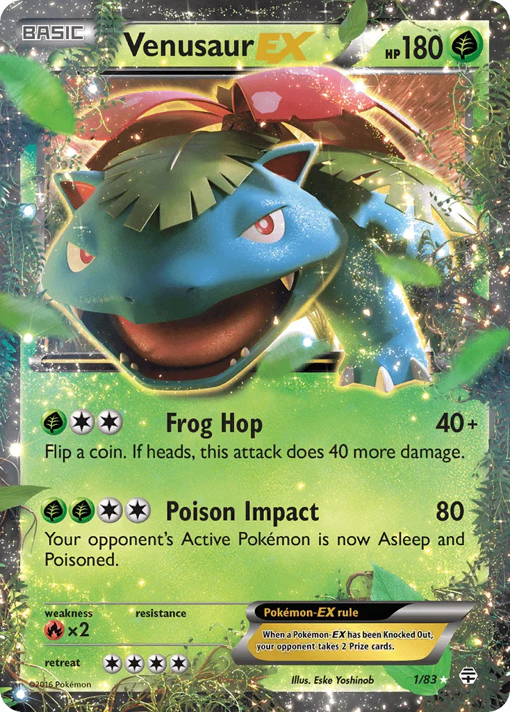 Fire[×2], Grass, Holofoil, Ultra Rare, XY: Generations Venusaur EX (1/83) [XY: Generations] - Trading Card World