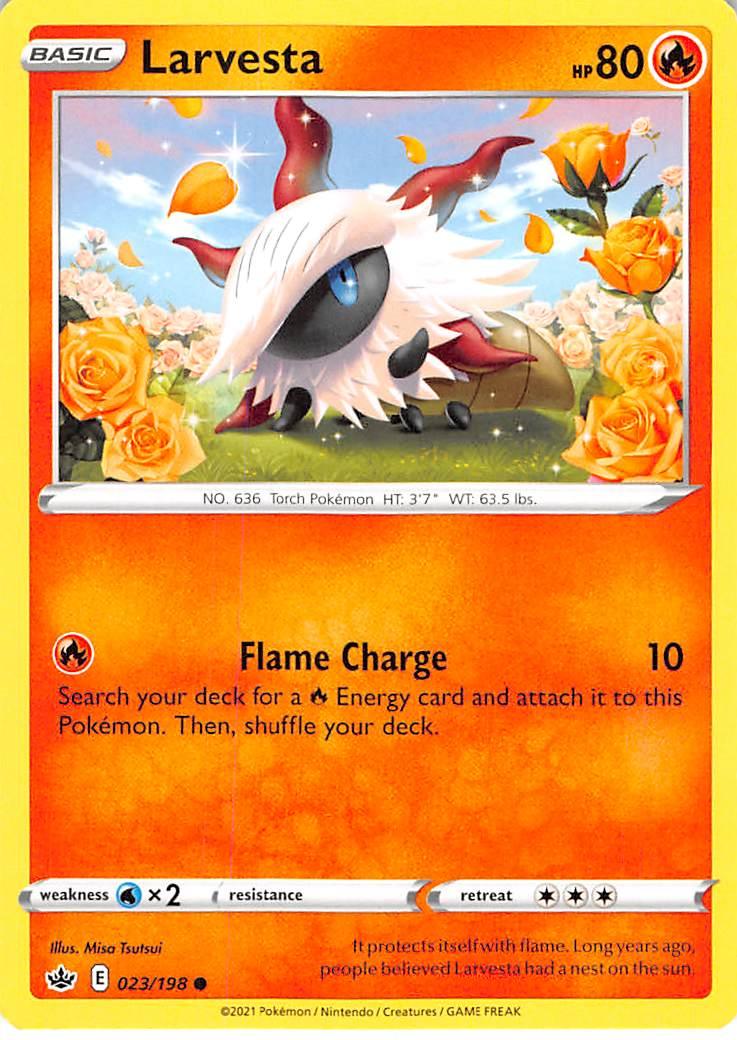 023, Common, Fire, Normal, Reverse Holofoil, Sword & Shield: Chilling Reign, Water [x2] Larvesta (023/198) [Sword & Shield: Chilling Reign] - Trading Card World