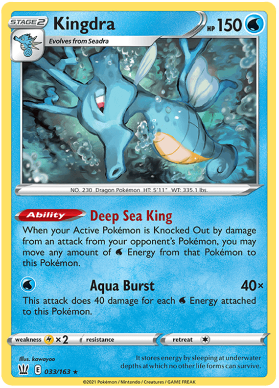033, Holo Rare, Holofoil, Lightning[×2], Reverse Holofoil, Sword & Shield: Battle Styles, Water Kingdra (033/163) [Sword & Shield: Battle Styles] - Trading Card World