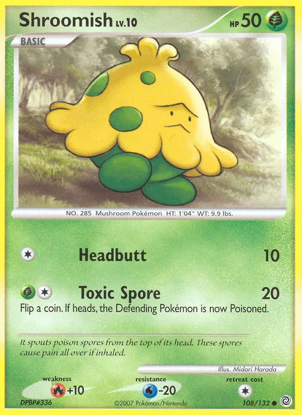 108, Common, Diamond & Pearl: Secret Wonders, Fire[+10], Grass, Normal, Reverse Holofoil, Water[-20] Shroomish (108/132) [Diamond & Pearl: Secret Wonders] - Trading Card World