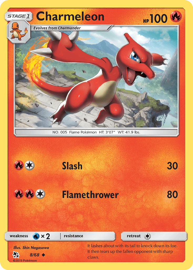 Fire, Normal, Reverse Holofoil, Sun & Moon: Hidden Fates, Uncommon, Water[×2] Charmeleon (8/68) [Sun & Moon: Hidden Fates] - Trading Card World