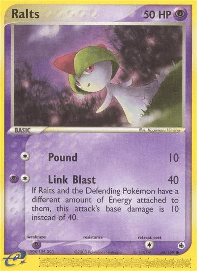 68, Common, EX: Ruby & Sapphire, Normal, Psychic, Psychic[×2], Reverse Holofoil Ralts (68/109) [EX: Ruby & Sapphire] - Trading Card World