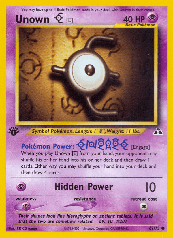 1st Edition Normal, 67, Common, Neo Discovery 1st Edition, Psychic, Psychic[×2] Unown [E] (67/75) [Neo Discovery 1st Edition] - Trading Card World