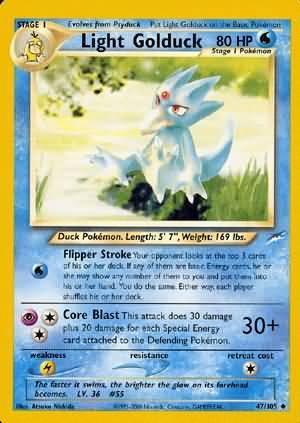 47, Lightning[×2], Neo Destiny Unlimited, Normal, Uncommon, Water Light Golduck (47/105) [Neo Destiny Unlimited] - Trading Card World