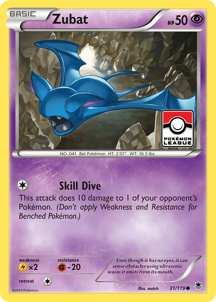 31, Common, Fighting[-20], Lightning[×2], Normal, Psychic, Reverse Holofoil, XY: Phantom Forces Zubat (31/119) [XY: Phantom Forces] - Trading Card World