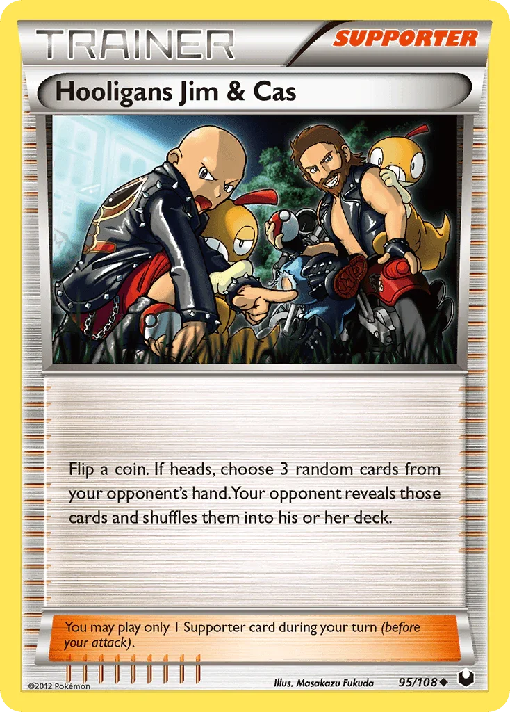 95, Black & White: Dark Explorers, Normal, Reverse Holofoil, Supporter, Uncommon Hooligans Jim & Cas (95/108) [Black & White: Dark Explorers] - Trading Card World