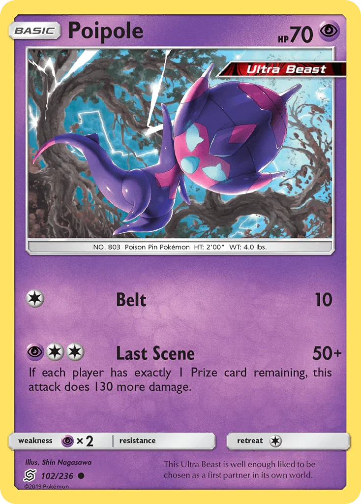 102, Common, Normal, Psychic, Psychic[×2], Reverse Holofoil, Sun & Moon: Unified Minds Poipole (102/236) [Sun & Moon: Unified Minds] - Trading Card World