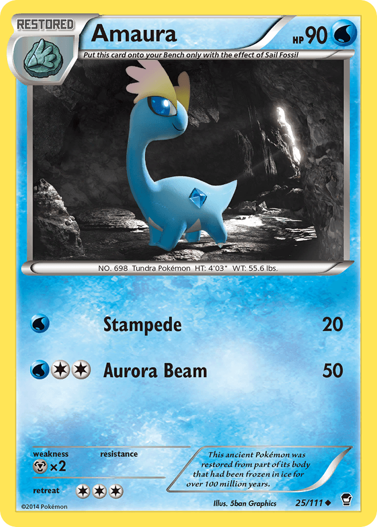 25, Metal[×2], Normal, Reverse Holofoil, Uncommon, Water, XY: Furious Fists Amaura (25/111) [XY: Furious Fists] - Trading Card World