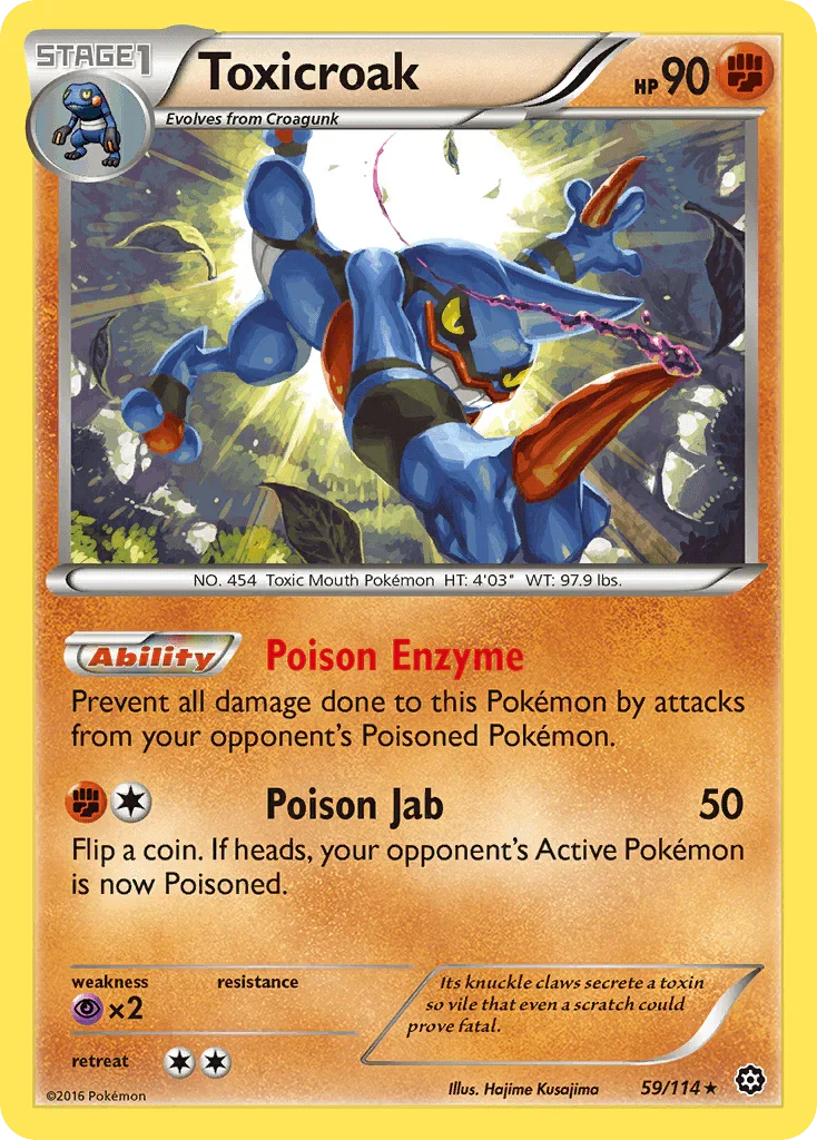 59, Fighting, Normal, Psychic[×2], Rare, Reverse Holofoil, XY: Steam Siege Toxicroak (59/114) [XY: Steam Siege] - Trading Card World